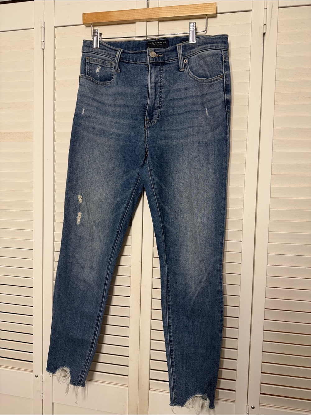 Lucky Brand Medium Blue Distressed Ankle Jeans